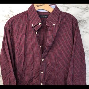Nautica Men's Button Down Plaid Dress Shirt Large